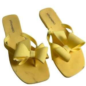 Jeffrey Campbell Women's Yellow Jelly Thong Sandals Size 9 Bow Detail
